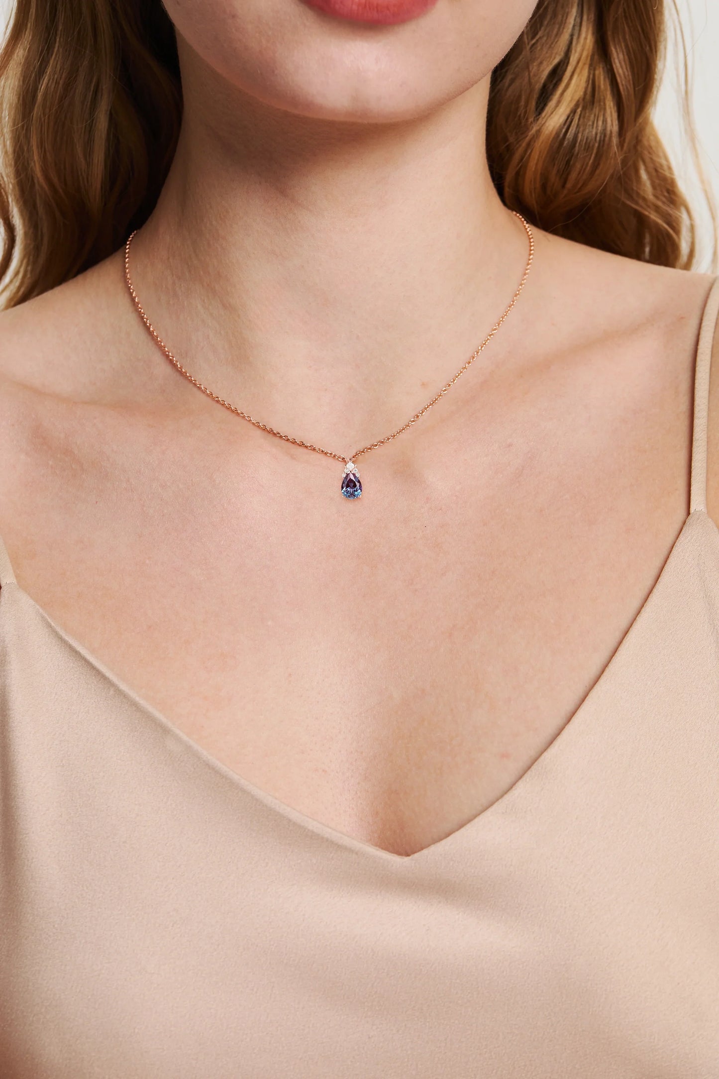Princess Pear Cut Alexandrite Necklace