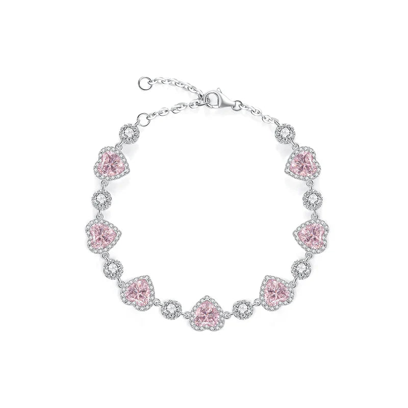 Solarii "Ms Charming" Halo Heart Sterling Silver Tennis Bracelet