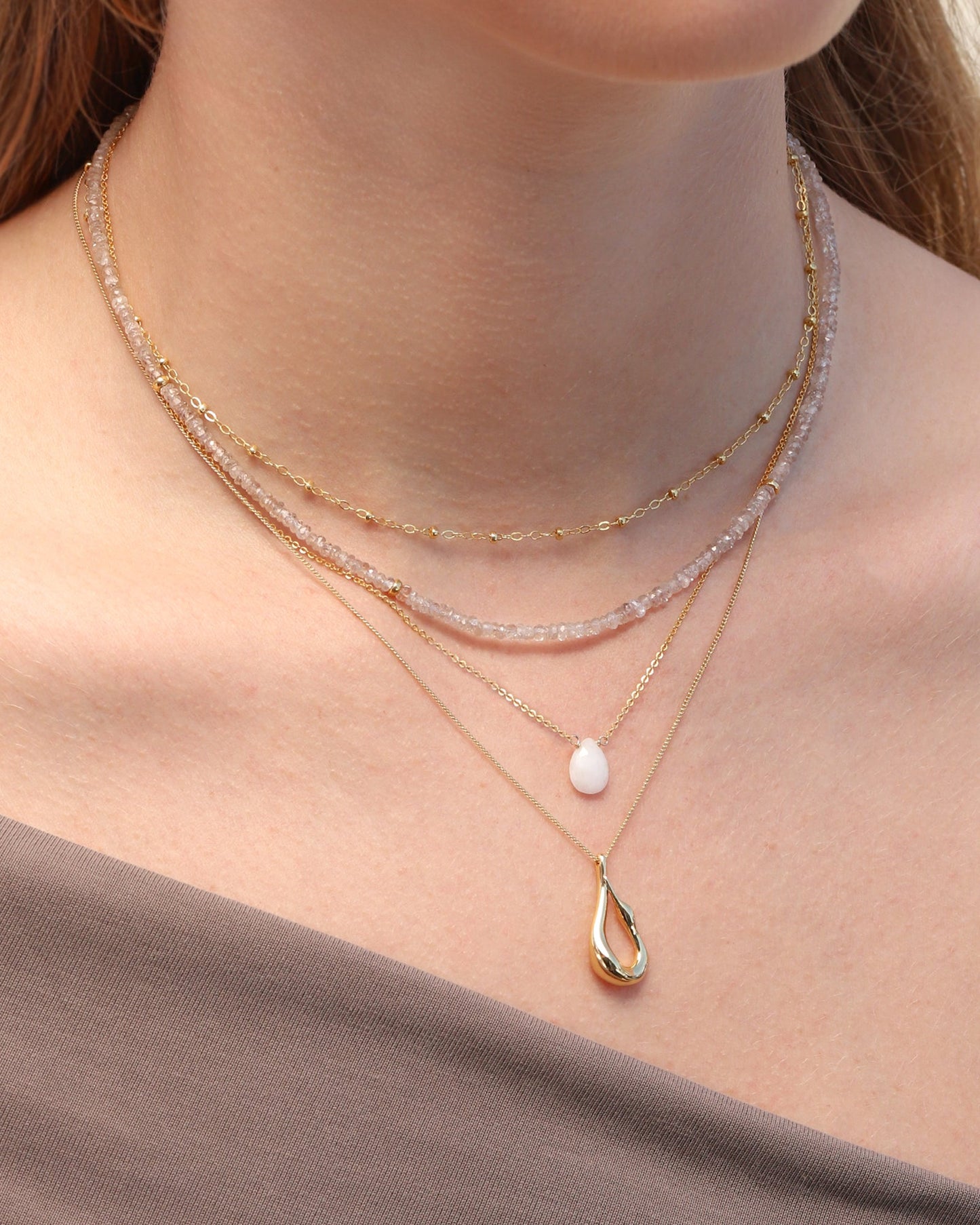 White Topaz Pear Cable Chain Necklace | 8mm