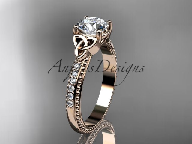 1 Carat D VS1 Round Brilliant Cut Lab Grown Diamond Celtic Engagement Ring Trinity Knot CVD Lab Created