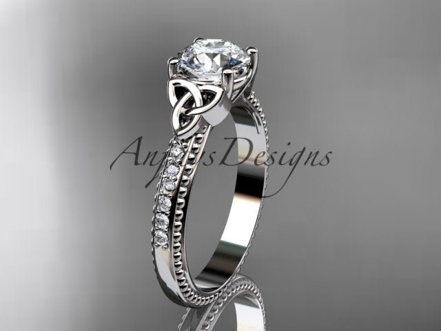 1 Carat D VS1 Round Brilliant Cut Lab Grown Diamond Celtic Engagement Ring Trinity Knot CVD Lab Created