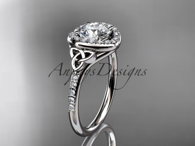 1 Carat Diamond Celtic Engagement Ring Lab Grown Diamond Halo Ring Trinity Knot Eternal Love Ring