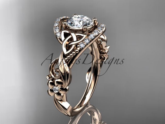 1 Carat Diamond Celtic Engagement Ring Trinity Knot Wedding Ring Nature Inspired IGI Certified
