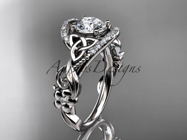 1 Carat Diamond Celtic Engagement Ring Trinity Knot Wedding Ring Nature Inspired IGI Certified