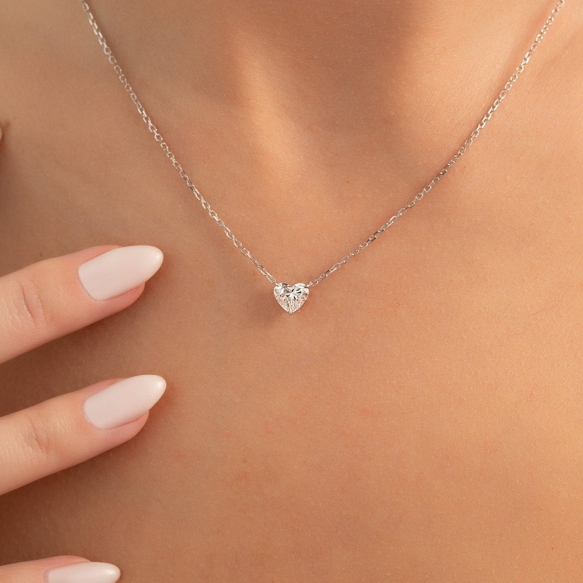 1 Carat Heart Cut Diamond Pendant Necklace