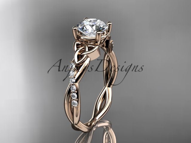 1 Carat Lab Grown Diamond Engagement Ring Celtic Round Brilliant CVD Diamond Triquetra Ring