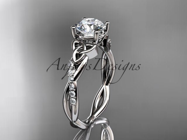 1 Carat Lab Grown Diamond Engagement Ring Celtic Round Brilliant CVD Diamond Triquetra Ring