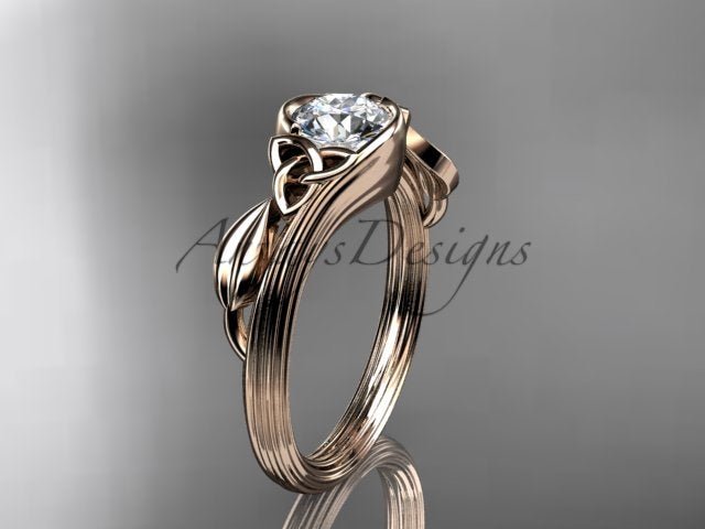 Nature Inspired Celtic Engagement Ring 1 Carat Lab Grown Diamond Ring Trinity Knot Ring IGI Certified