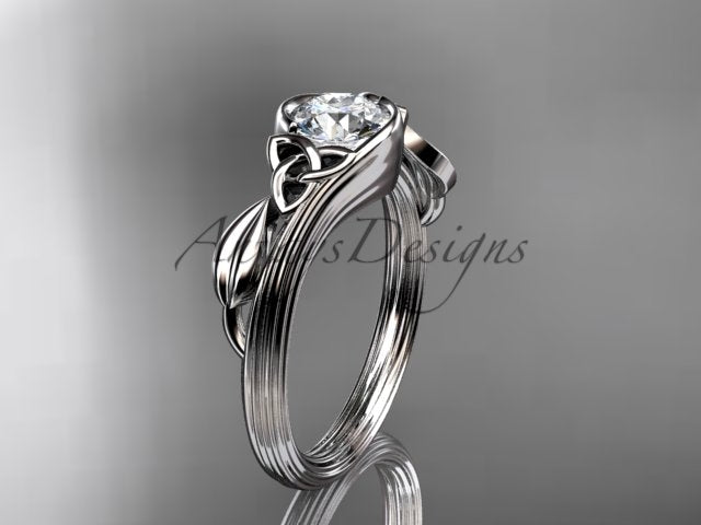 Nature Inspired Celtic Engagement Ring 1 Carat Lab Grown Diamond Ring Trinity Knot Ring IGI Certified