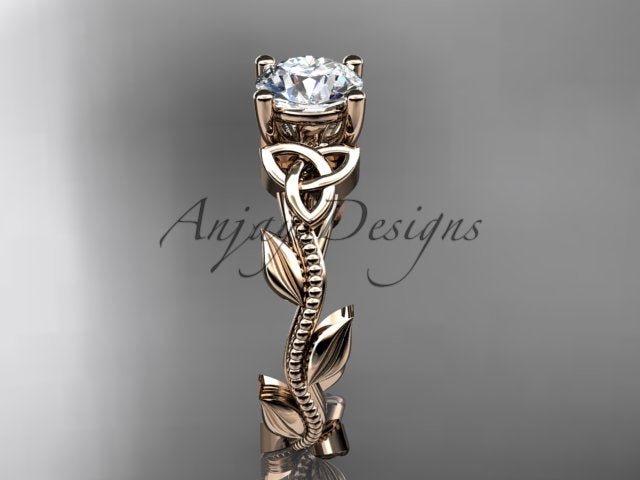 Nature Inspired Celtic Engagement Ring 1 Carat Lab Grown Diamond Trinity Knot Wedding Ring