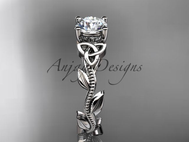 Nature Inspired Celtic Engagement Ring 1 Carat Lab Grown Diamond Trinity Knot Wedding Ring