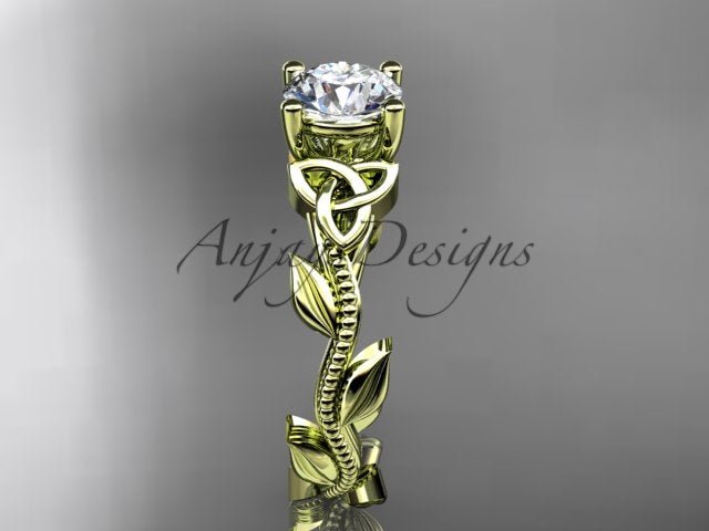 Nature Inspired Celtic Engagement Ring 1 Carat Lab Grown Diamond Trinity Knot Wedding Ring