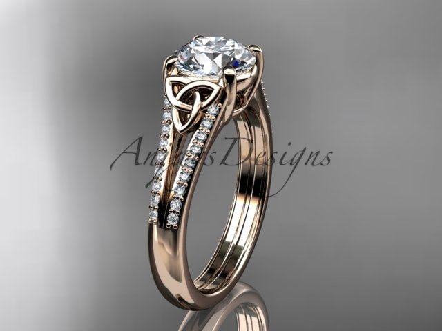 1 Carat Lab Grown Diamond Engagement Ring Celtic Round Brilliant Diamond Ring Celtic Knot Ring