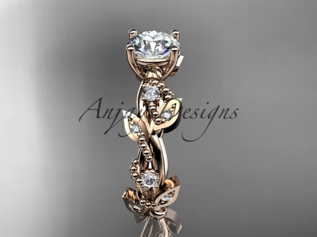 Nature Inspired 1 Carat Lab Grown Diamond Engagement Ring Round Brilliant CVD Diamond Ring
