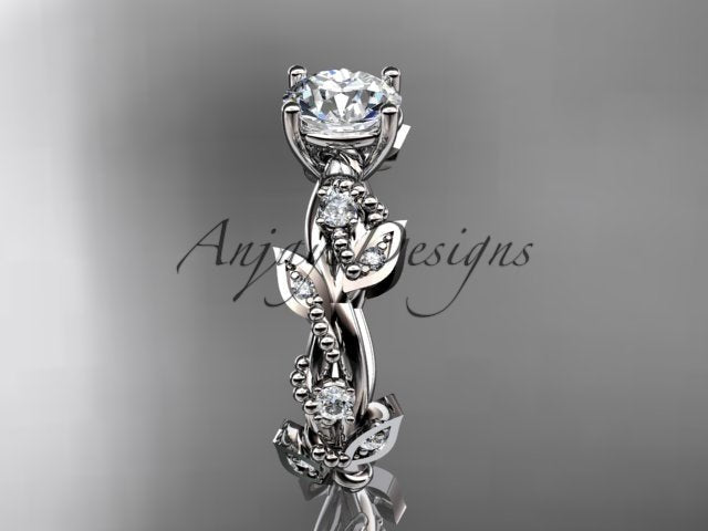 Nature Inspired 1 Carat Lab Grown Diamond Engagement Ring Round Brilliant CVD Diamond Ring
