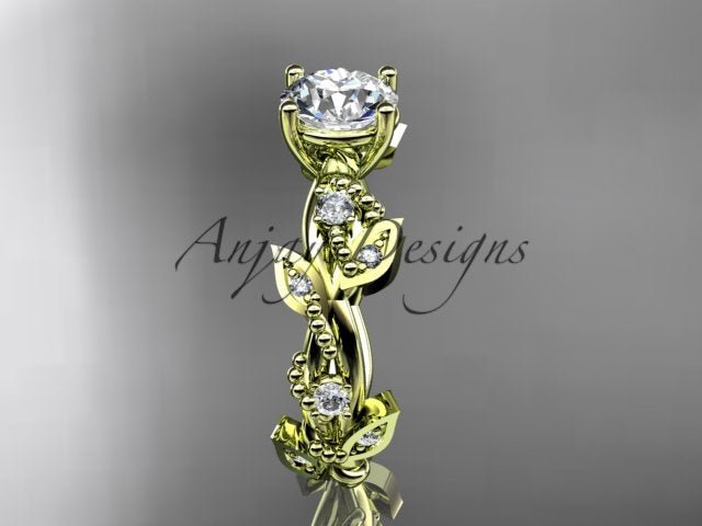 Nature Inspired 1 Carat Lab Grown Diamond Engagement Ring Round Brilliant CVD Diamond Ring