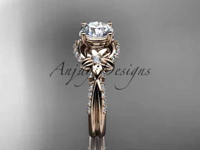 Nature Inspired Diamond Engagement Ring 1 Carat Diamond Lab Grown Flower Wedding Ring
