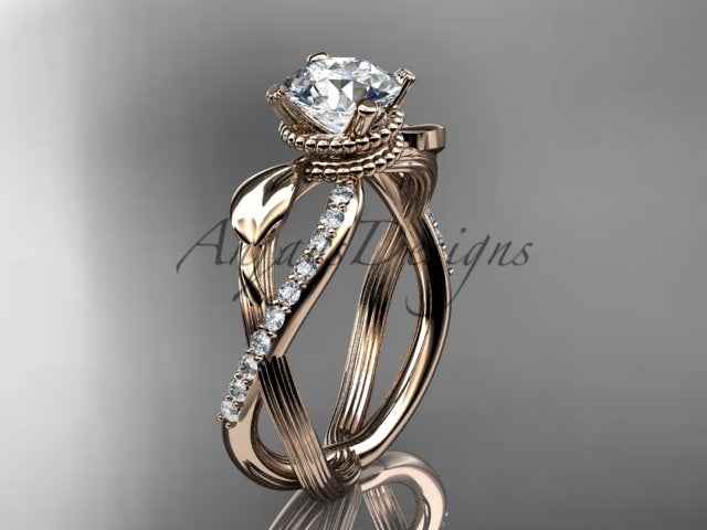 Leaf Diamond Engagement Ring Nature Inspired Wedding Ring 1 Carat Lab Grown Diamond IGI Certified