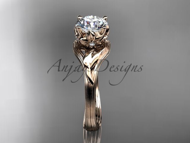 Unique Diamond Flower Engagement Ring 14k Gold 1 Carat Lab Grown Diamond Petal Engagement Ring