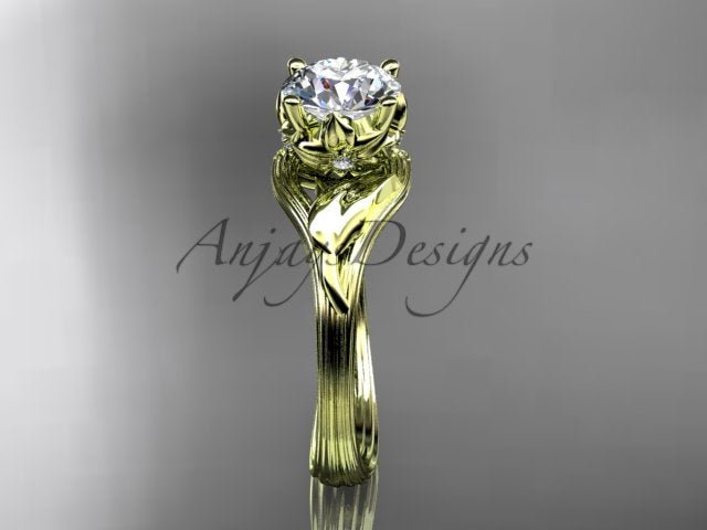 Unique Diamond Flower Engagement Ring 14k Gold 1 Carat Lab Grown Diamond Petal Engagement Ring