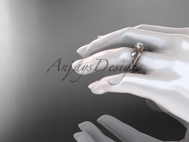 Leaf Diamond Engagement Ring Nature Inspired Wedding Ring 1 Carat Lab Grown Diamond IGI Certified