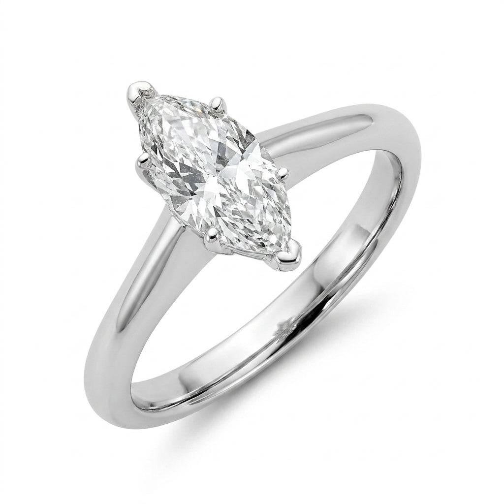1 Carat Marquise Lab Grown Diamond Engagement Ring | 14K White Gold