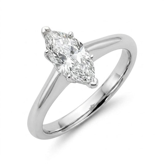 1 Carat Marquise Lab Grown Diamond Engagement Ring | 14K White Gold