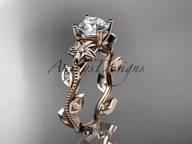 1 Carat Diamond Nature Inspired Flower Engagement Ring