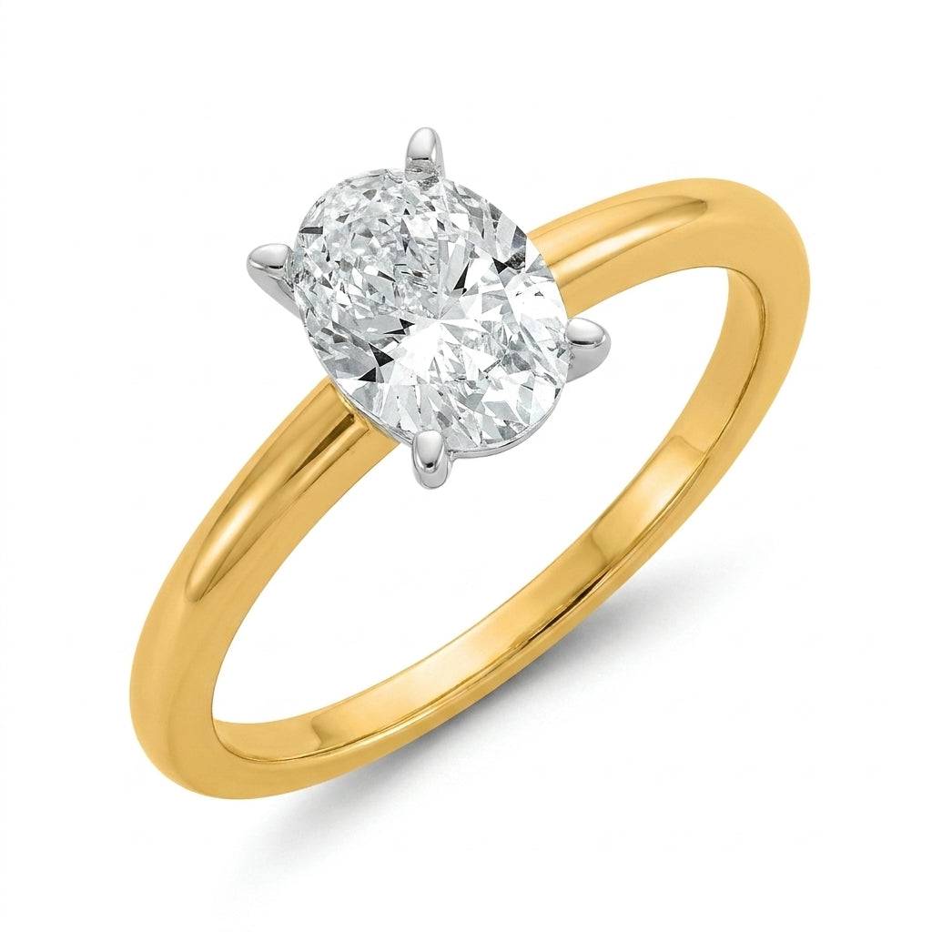 1 Carat Oval Lab Grown Diamond Engagement Ring | 14K Two-Tone Gold