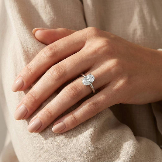 1 Carat Oval Lab Grown Diamond Engagement Ring | 14K White Gold