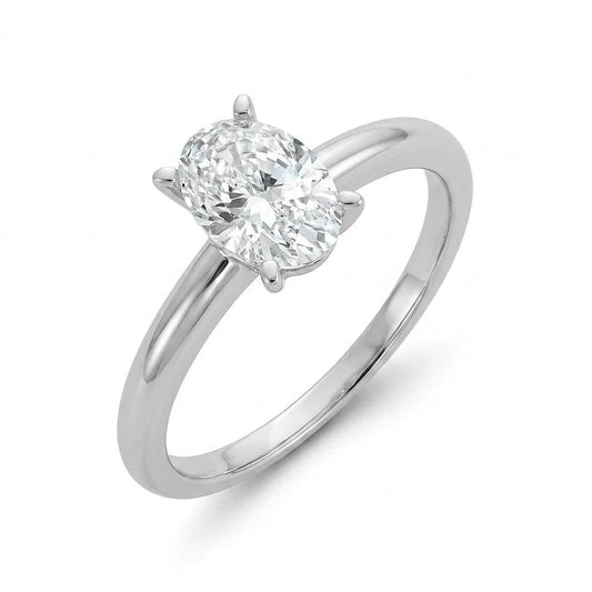 1 Carat Oval Lab Grown Diamond Engagement Ring | 14K White Gold