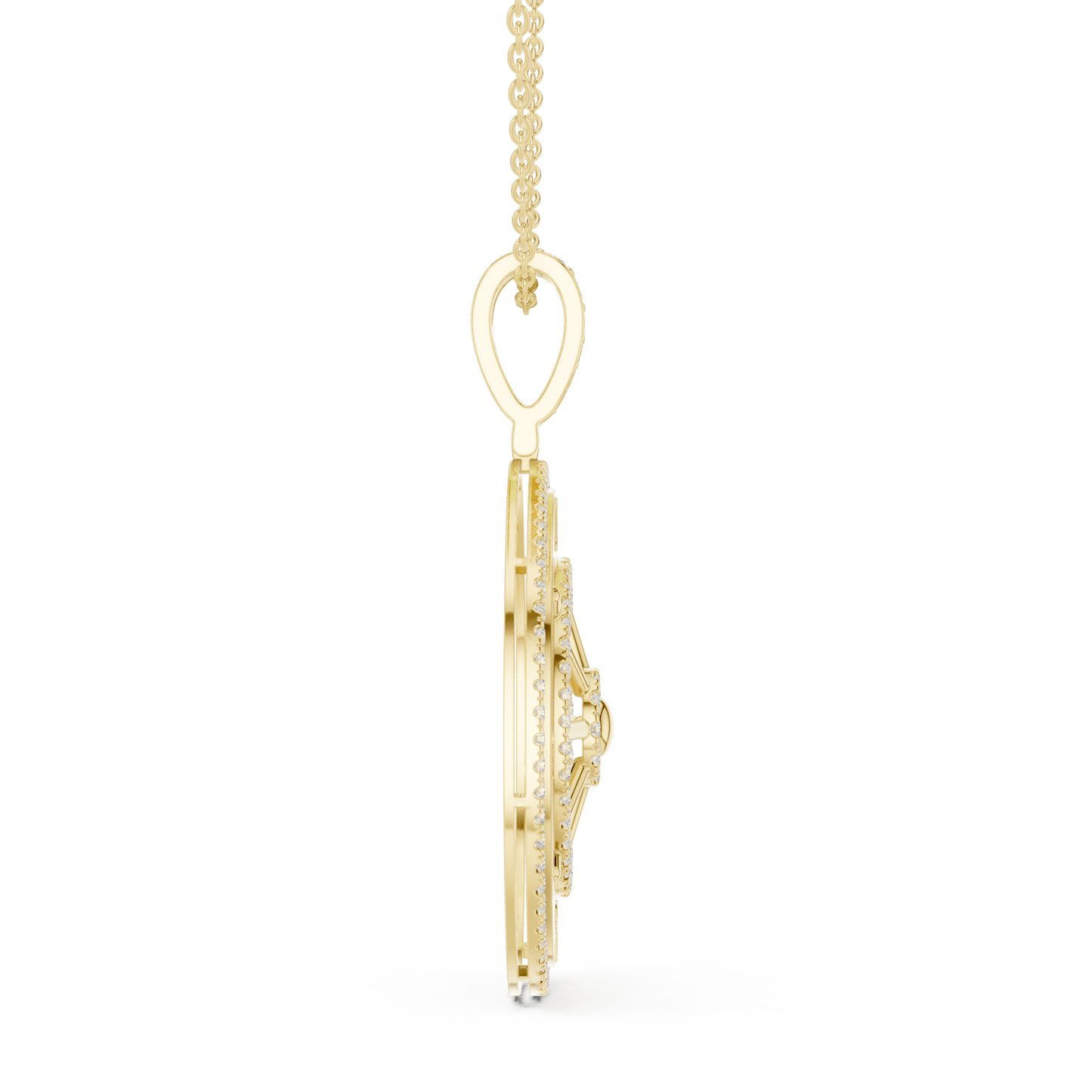 1 Carat Pave Diamond Compass Pendant Necklace