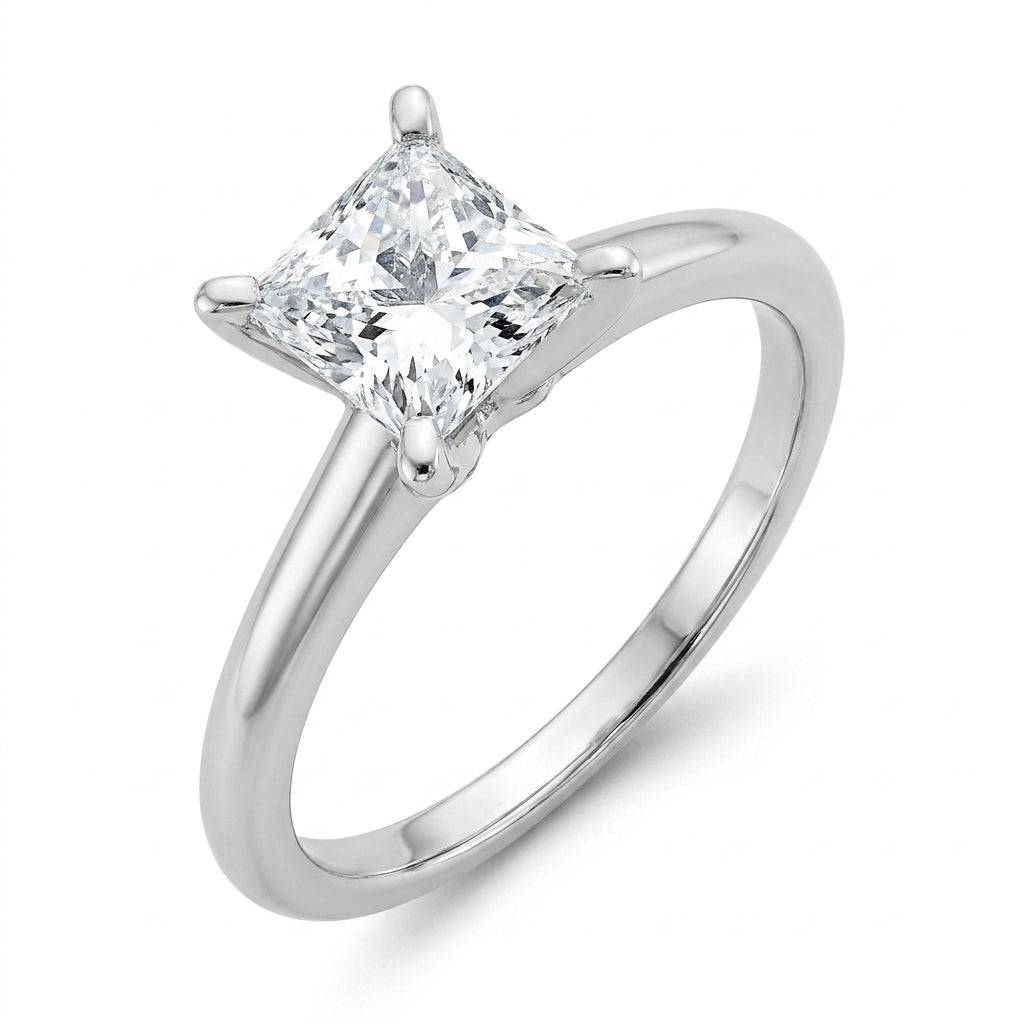 1 Carat Princess Lab Grown Diamond Engagement Ring | 14K White Gold