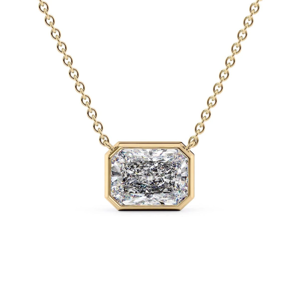 1 Carat Radiant Cut Diamond Bezel Pendant Necklace