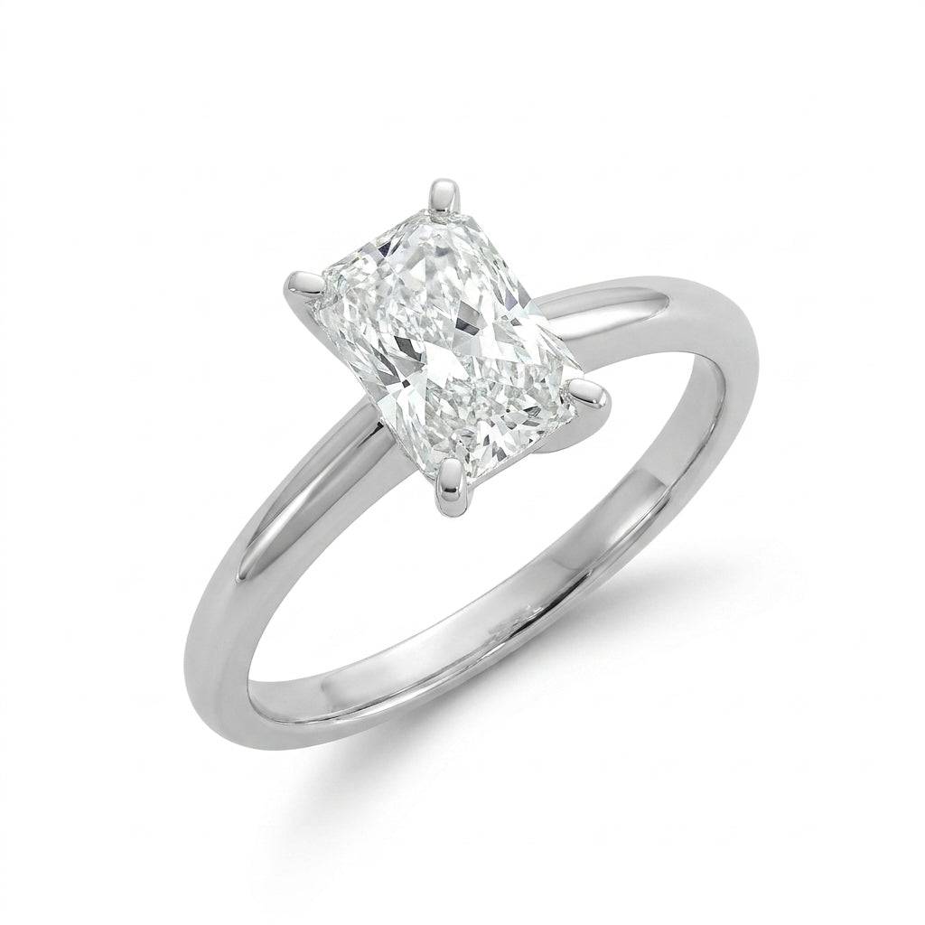 1 Carat Radiant Lab Grown Diamond Engagement Ring | 14K White Gold