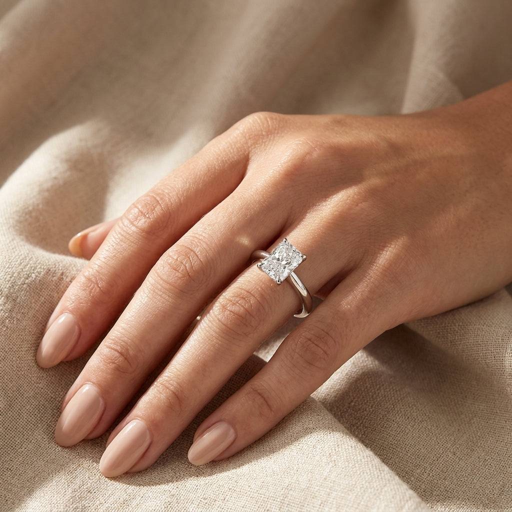 1 Carat Radiant Lab Grown Diamond Engagement Ring | 14K White Gold