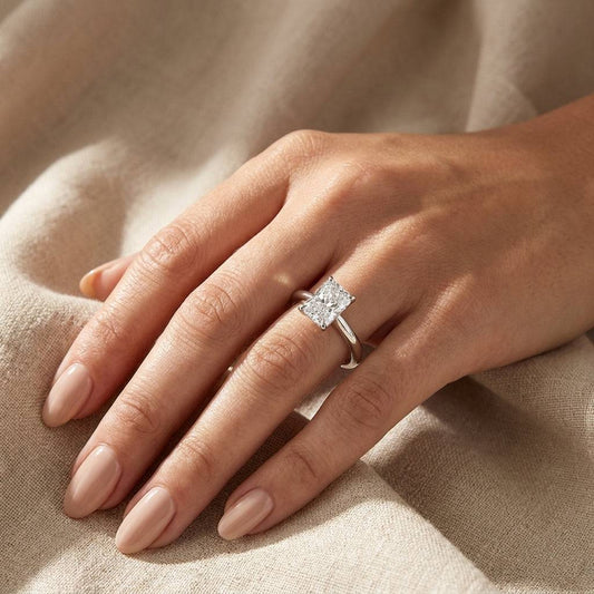 1 Carat Radiant Lab Grown Diamond Engagement Ring | 14K White Gold