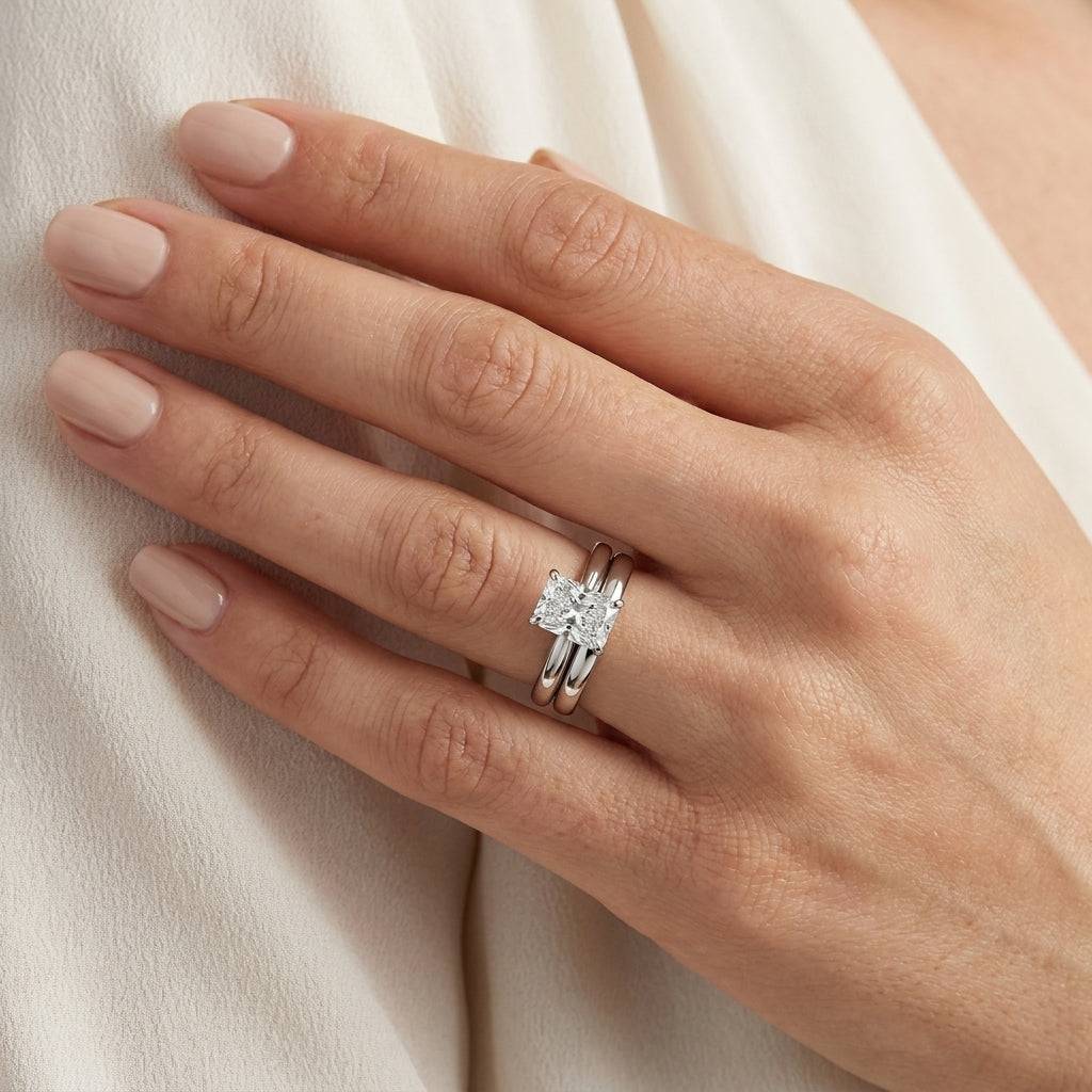 1 Carat Radiant Lab Grown Diamond Engagement Ring | 14K White Gold
