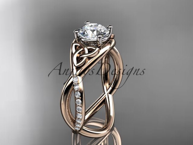 1 Carat Round Brilliant Lab Grown Diamond Celtic Trinity Knot Engagement Ring 4 Prong IGI Certified
