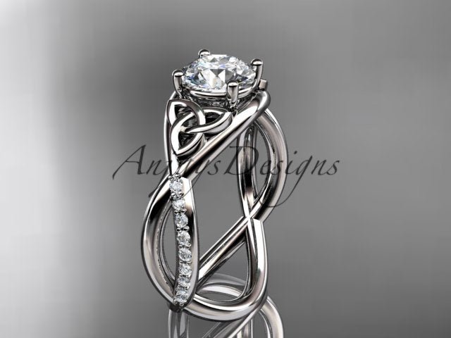 1 Carat Round Brilliant Lab Grown Diamond Celtic Trinity Knot Engagement Ring 4 Prong IGI Certified