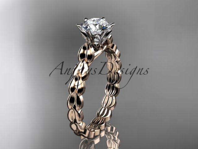 1 Carat Round Brilliant Lab Grown Diamond Nature Inspired Engagement Ring Leaf Dainty Nature Proposal Ring