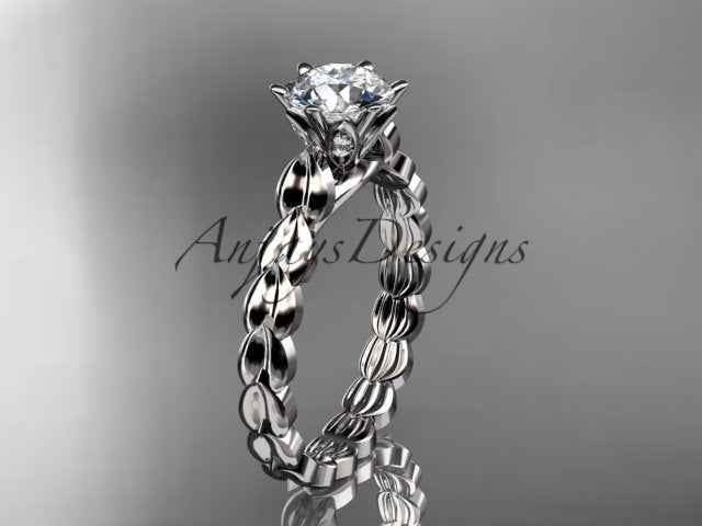 1 Carat Round Brilliant Lab Grown Diamond Nature Inspired Engagement Ring Leaf Dainty Nature Proposal Ring