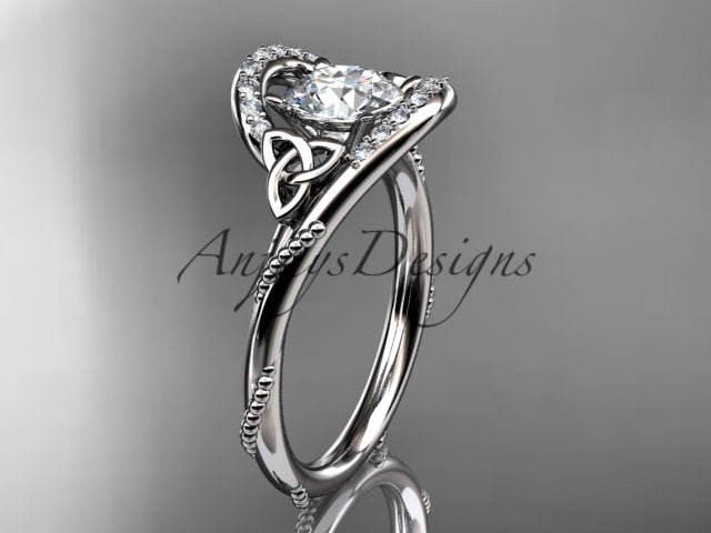 1 Carat Round Cut D VS1 Lab Grown Diamond Celtic Engagement Ring Trinity Knot Proposal Ring Dainty Ring