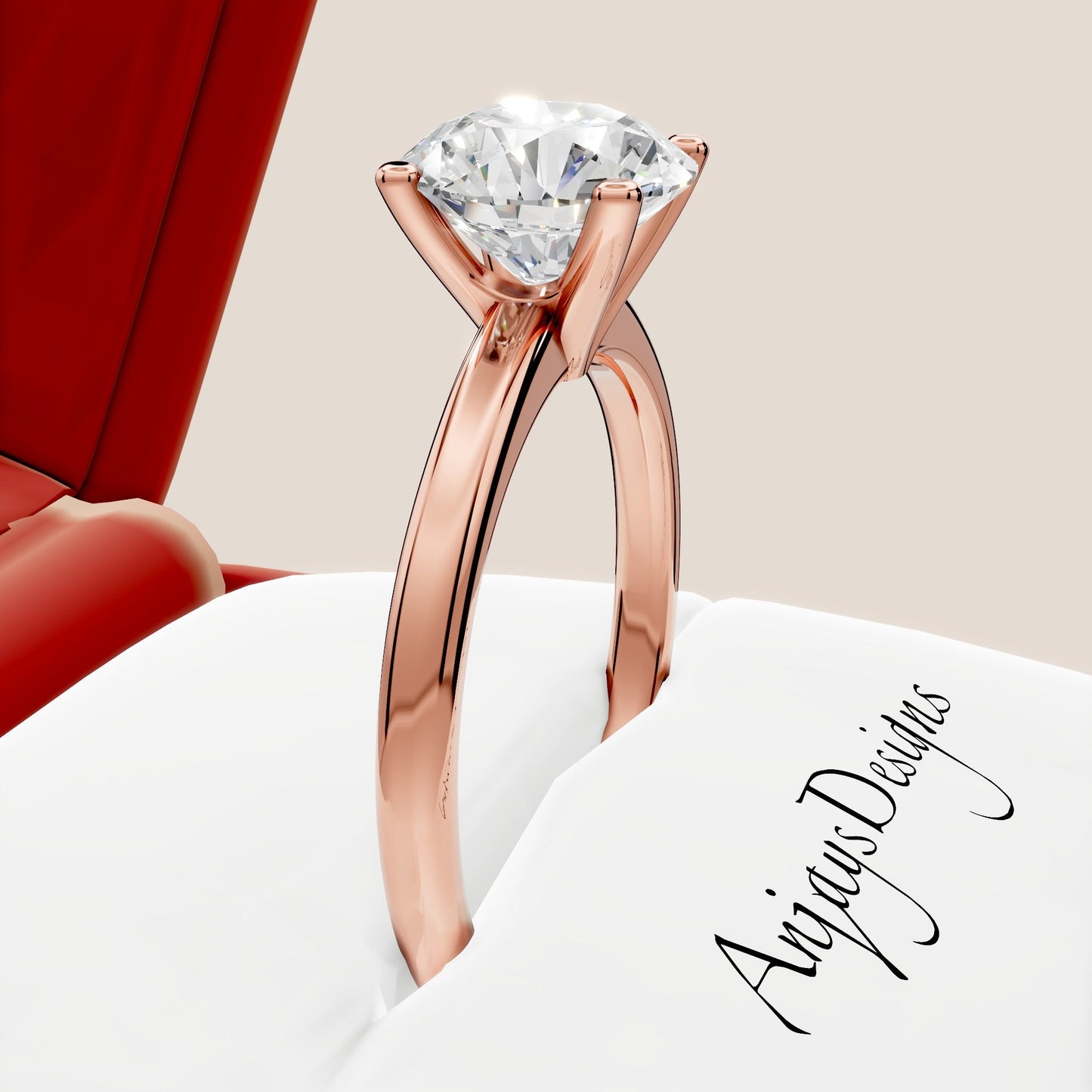 1 Carat Round Cut Lab Grown Diamond Solitaire Engagement Minimalist Ring 4 Prong Ring