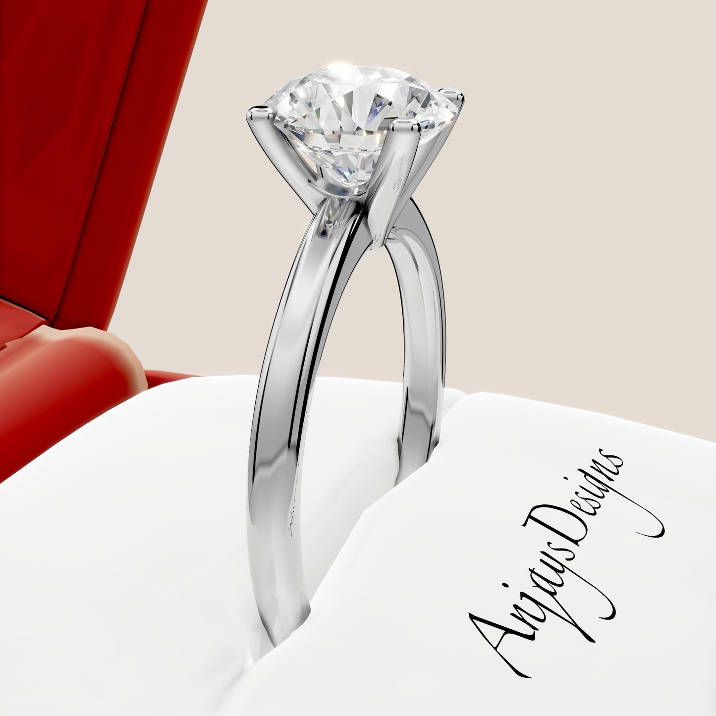 1 Carat Round Cut Lab Grown Diamond Solitaire Engagement Minimalist Ring 4 Prong Ring