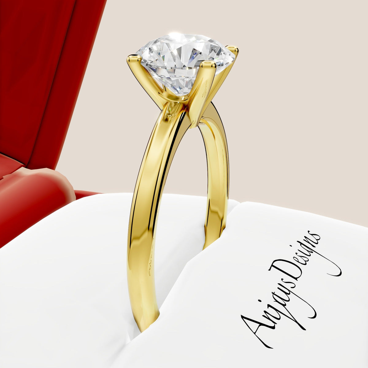 1 Carat Round Cut Lab Grown Diamond Solitaire Engagement Minimalist Ring 4 Prong Ring