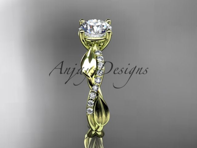 Nature Inspired Engagement Ring 1 Carat Round Lab Grown Diamond D VS1 Leaf Ring