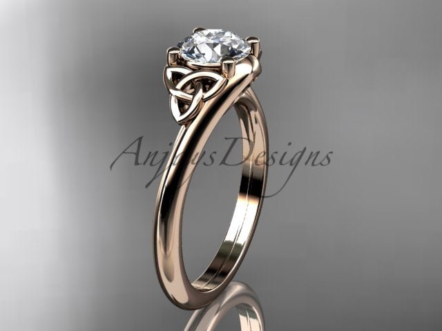 1 Carat Round Diamond Engagement Ring Celtic Wedding Ring Dainty