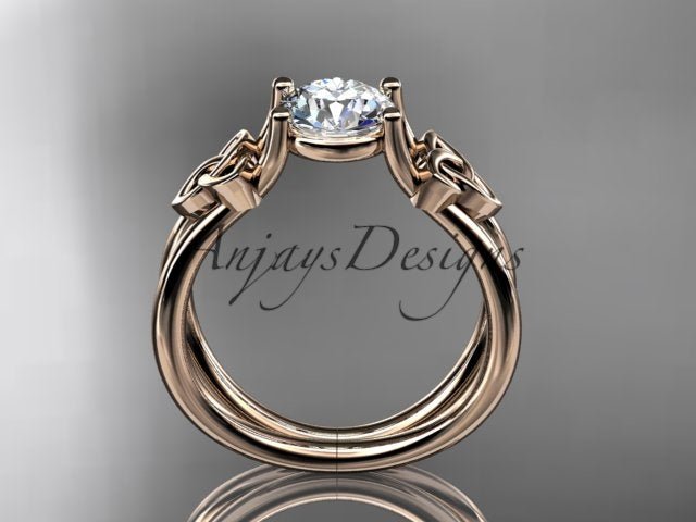 Celtic Diamond Engagement Ring 1 Carat Round Cut D VS1 Engagement Ring Minimalist Ring
