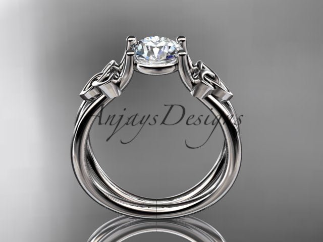 Celtic Diamond Engagement Ring 1 Carat Round Cut D VS1 Engagement Ring Minimalist Ring